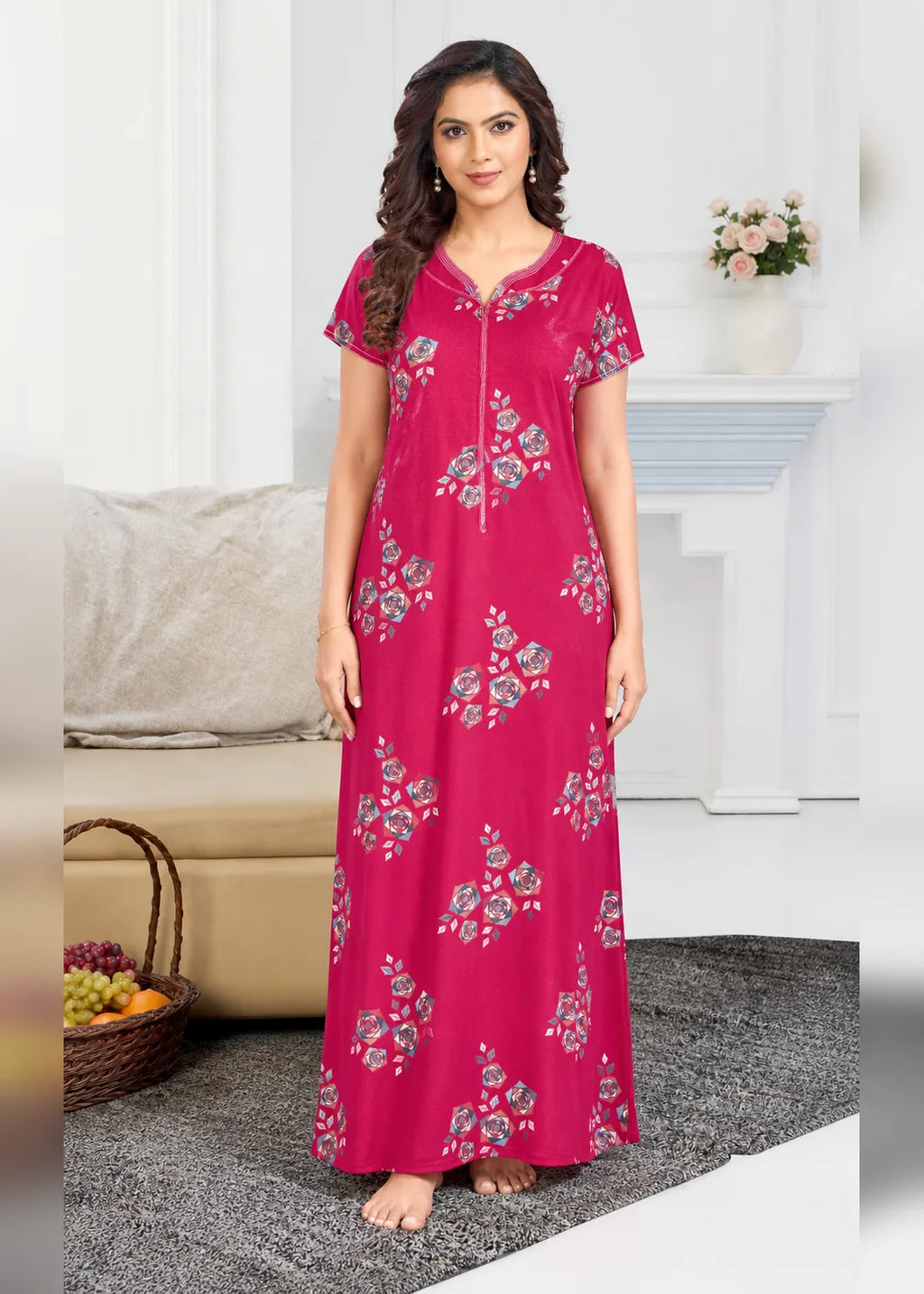 Magenta Geometric Rose Alpine Nightgown