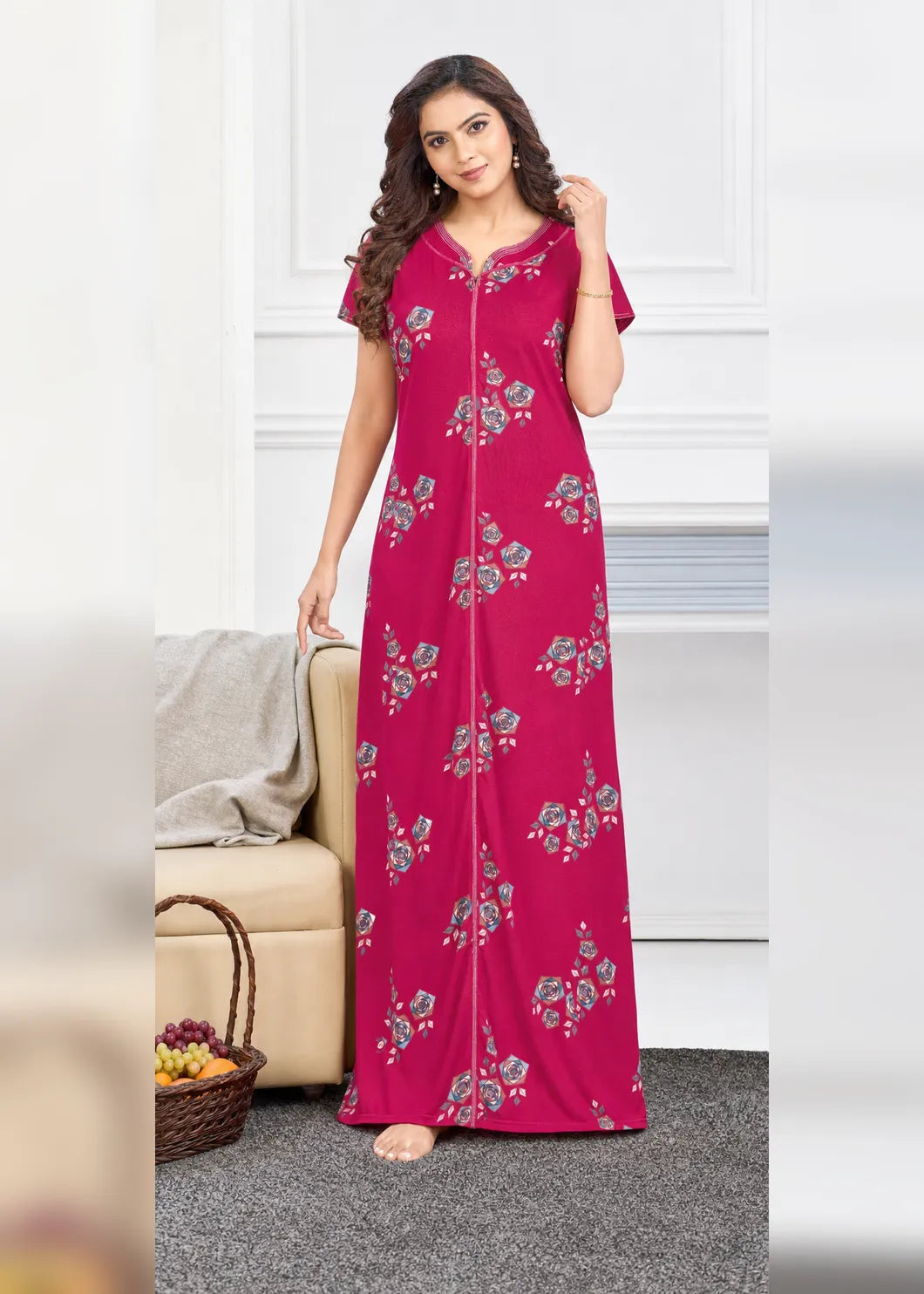 Magenta Geometric Rose Alpine Nightgown