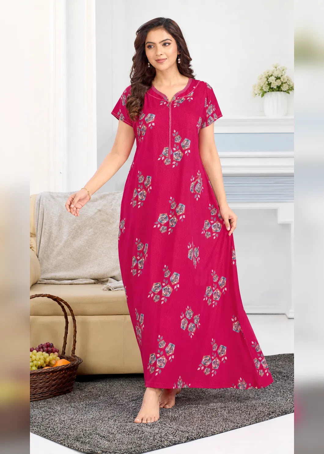 Magenta Geometric Rose Alpine Nightgown