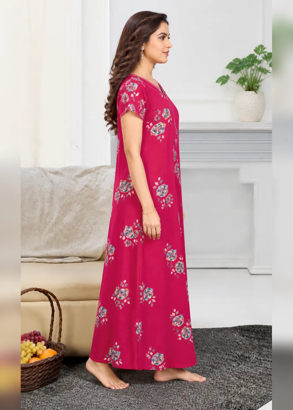 Magenta Geometric Rose Alpine Nightgown