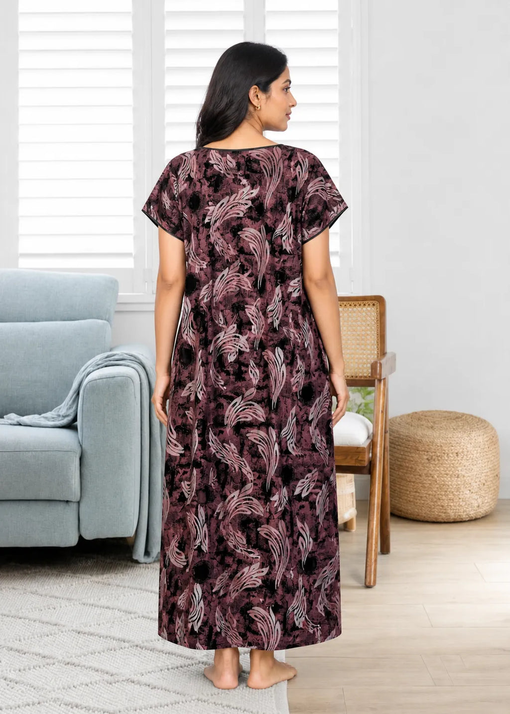Mauve Abstract Leaf Alpine Nightgown