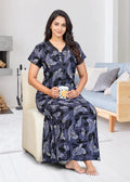 Navy Blue Abstract Leaf Alpine Nightgown