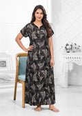 Black Abstract Leaf Alpine Nightgown