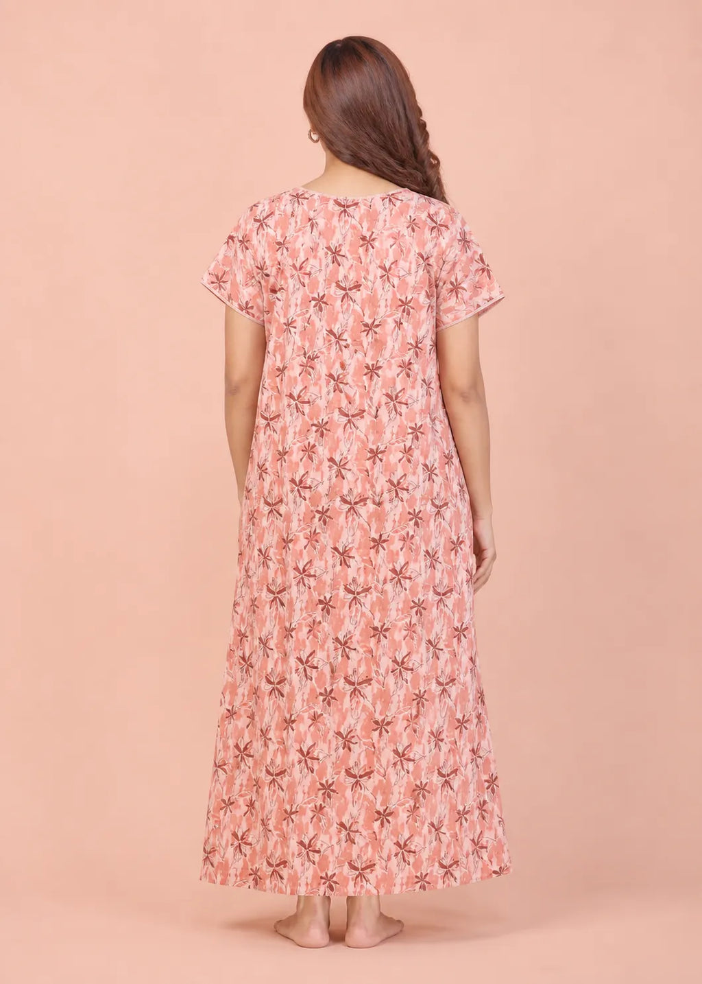 Coral Star Pattern Cotton Nightgown