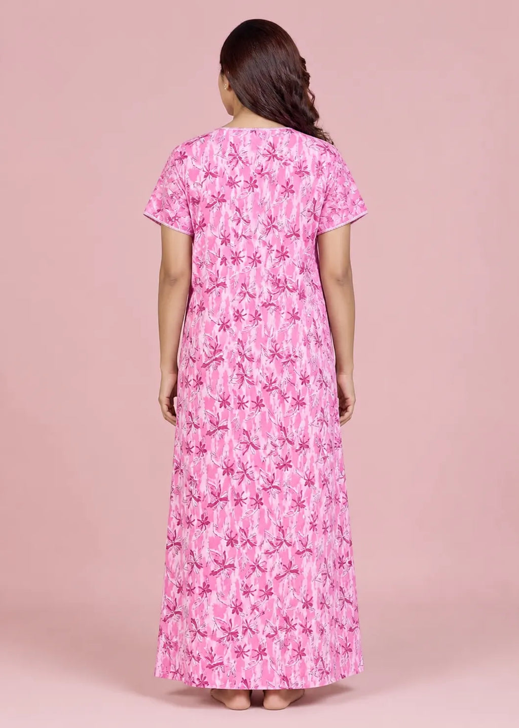 Pink Star Pattern Cotton Nightgown