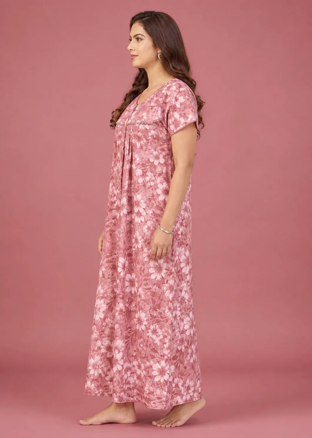 Pink Floral Cotton Nightgown