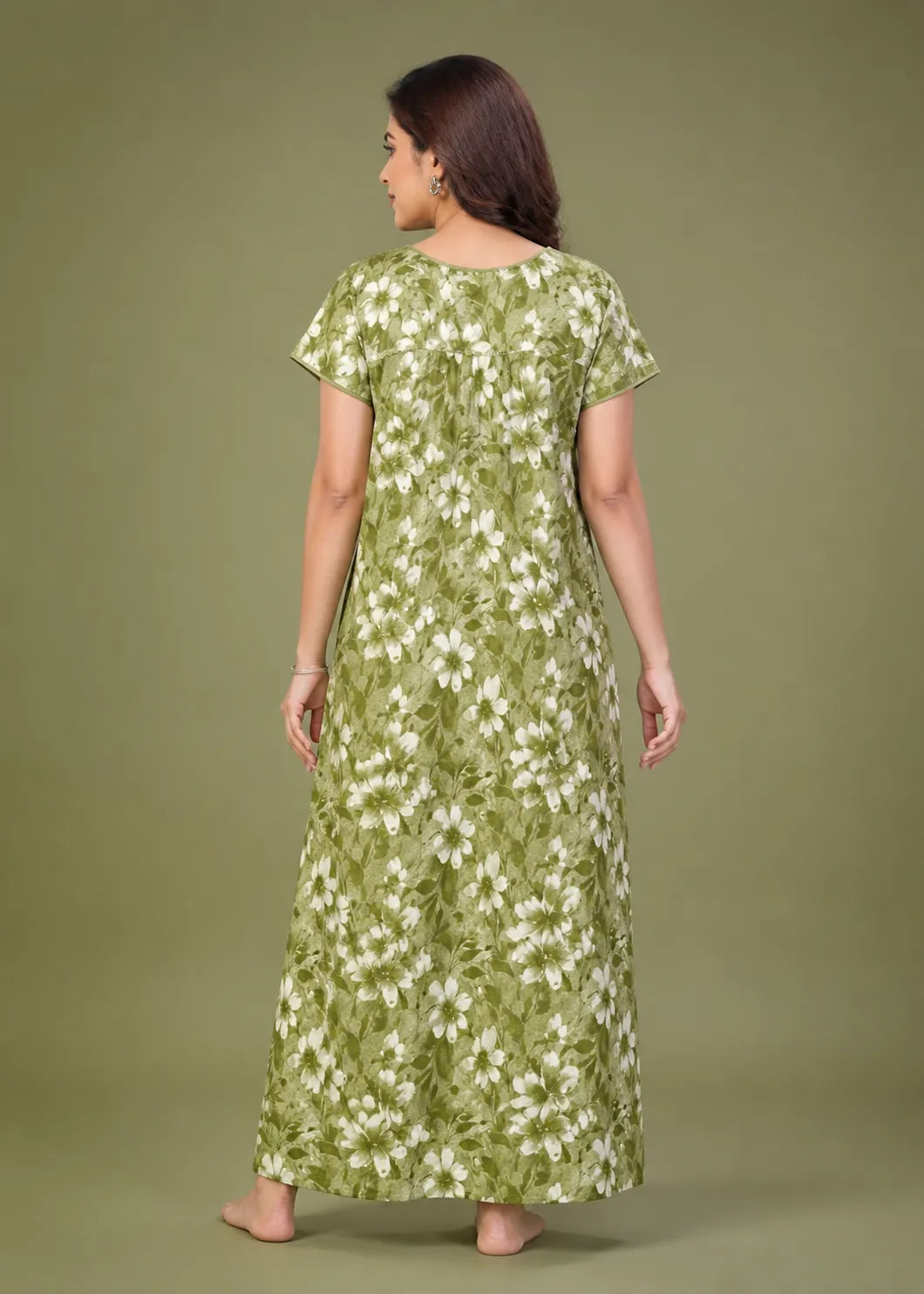 Green Floral Cotton Nightgown