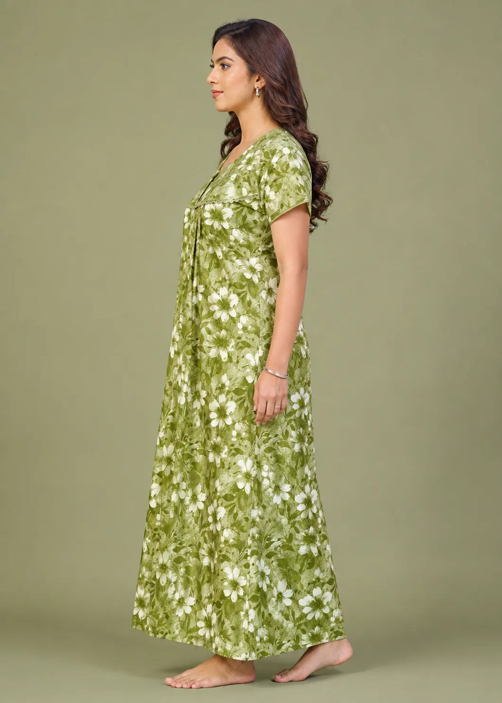 Green Floral Cotton Nightgown