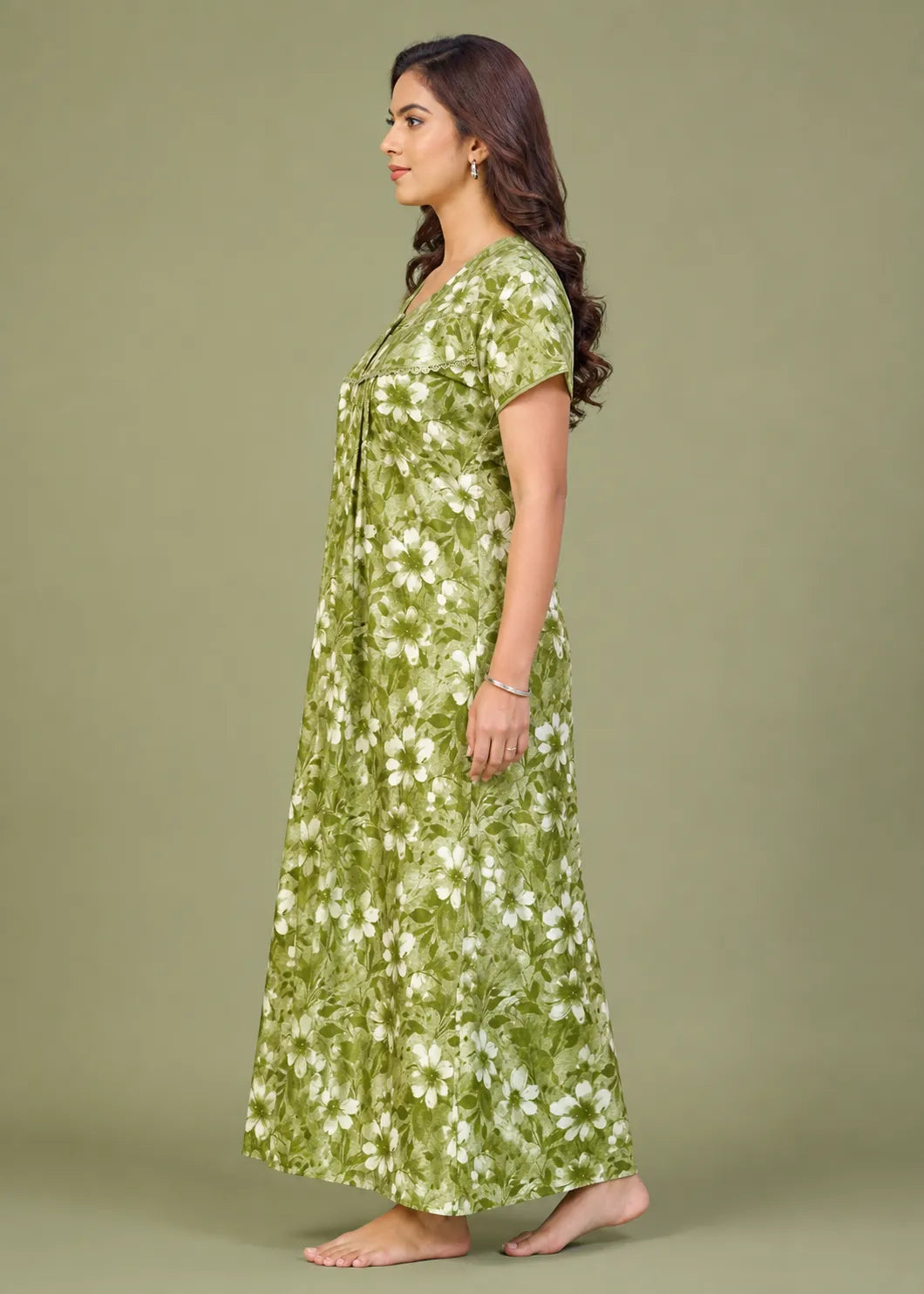 Green Floral Cotton Nightgown