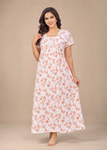 Peach Blossom Floral Print Cotton Nightgown