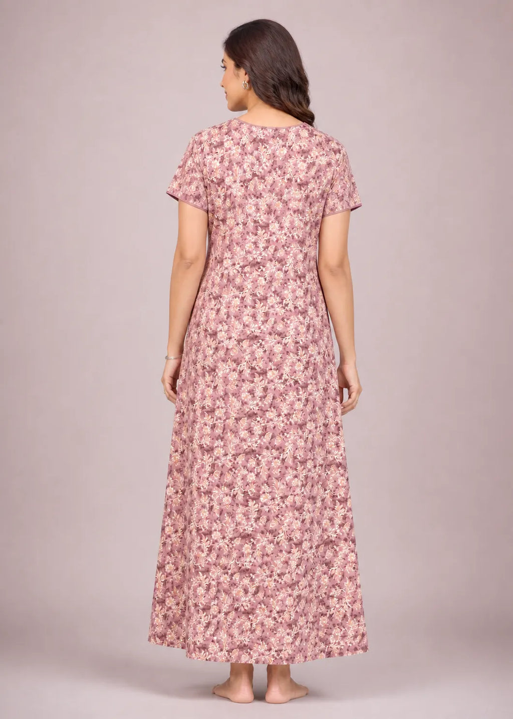 Rose Pink Floral Cotton Nightgown