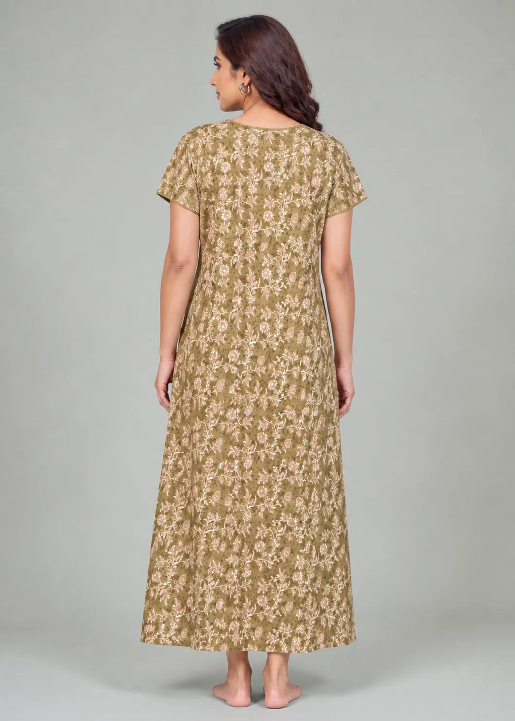 Olive Floral Cotton Nightgown