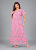 Carnation Pink Floral Print Cotton Nightgown