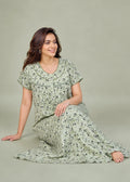 Light Green Geometric Floral Cotton Nightgown