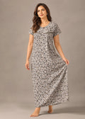 Grey Geometric Floral Cotton Nightgown