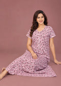 Mauve Geometric Floral Cotton Nightgown