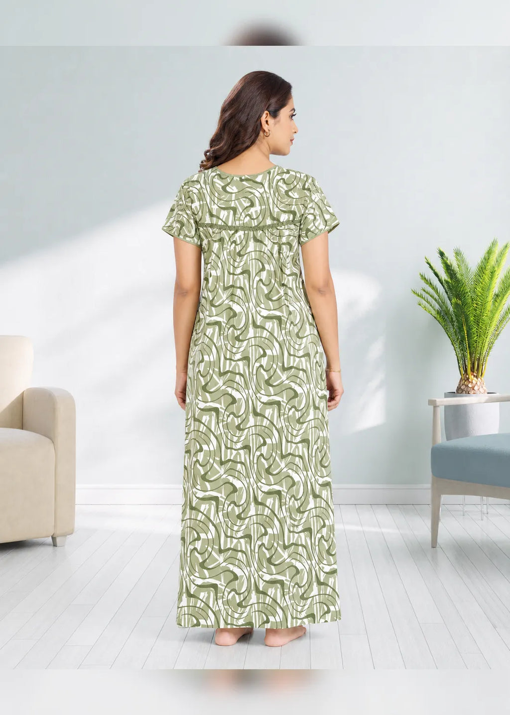 Olive Green Abstract Alpine Nightgown