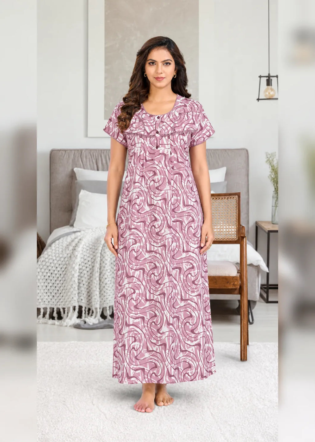 Mauve Abstract Alpine Nightgown