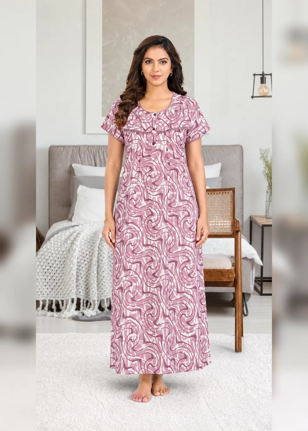 Mauve Abstract Alpine Nightgown