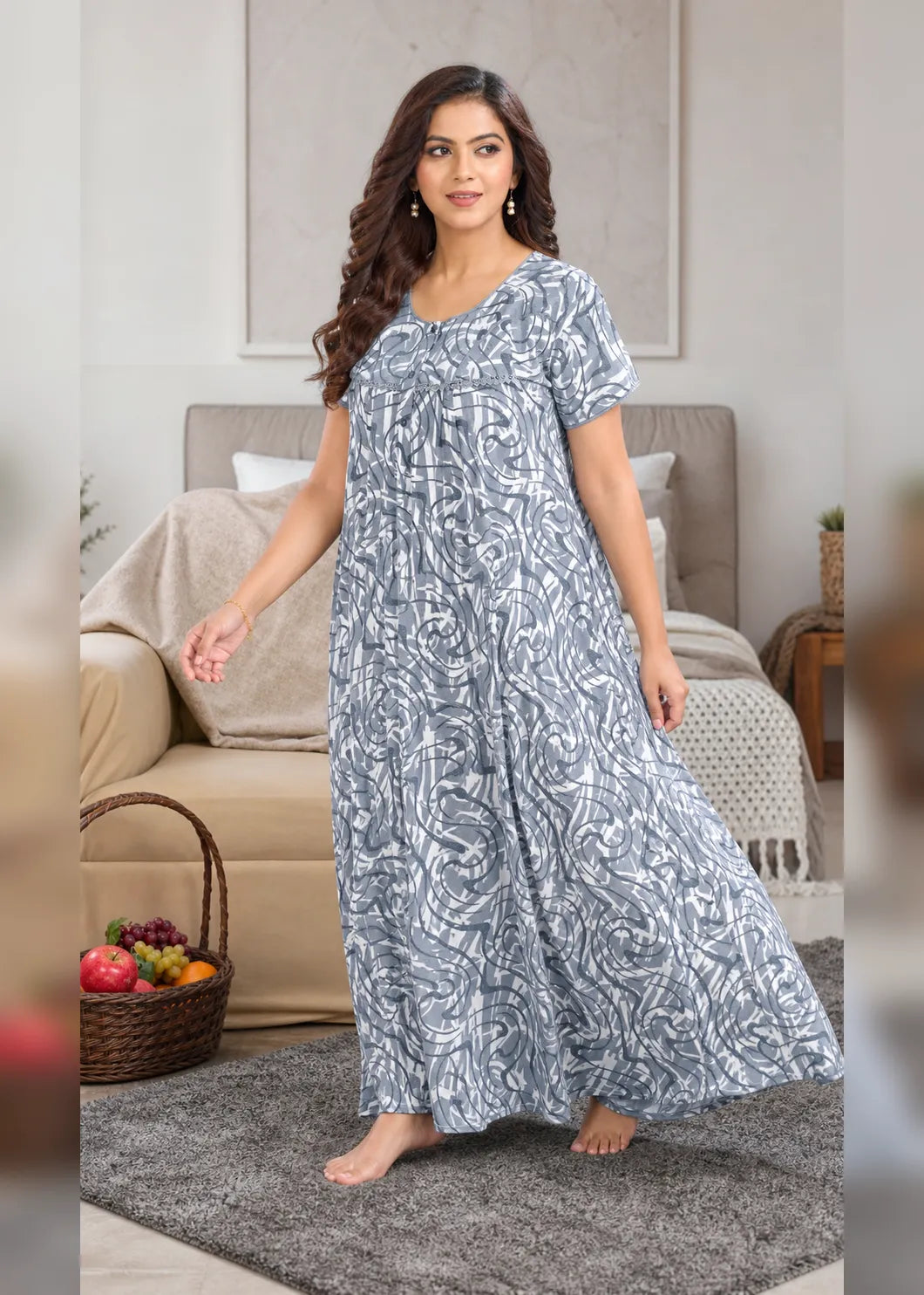 Grey Abstract Alpine Nightgown