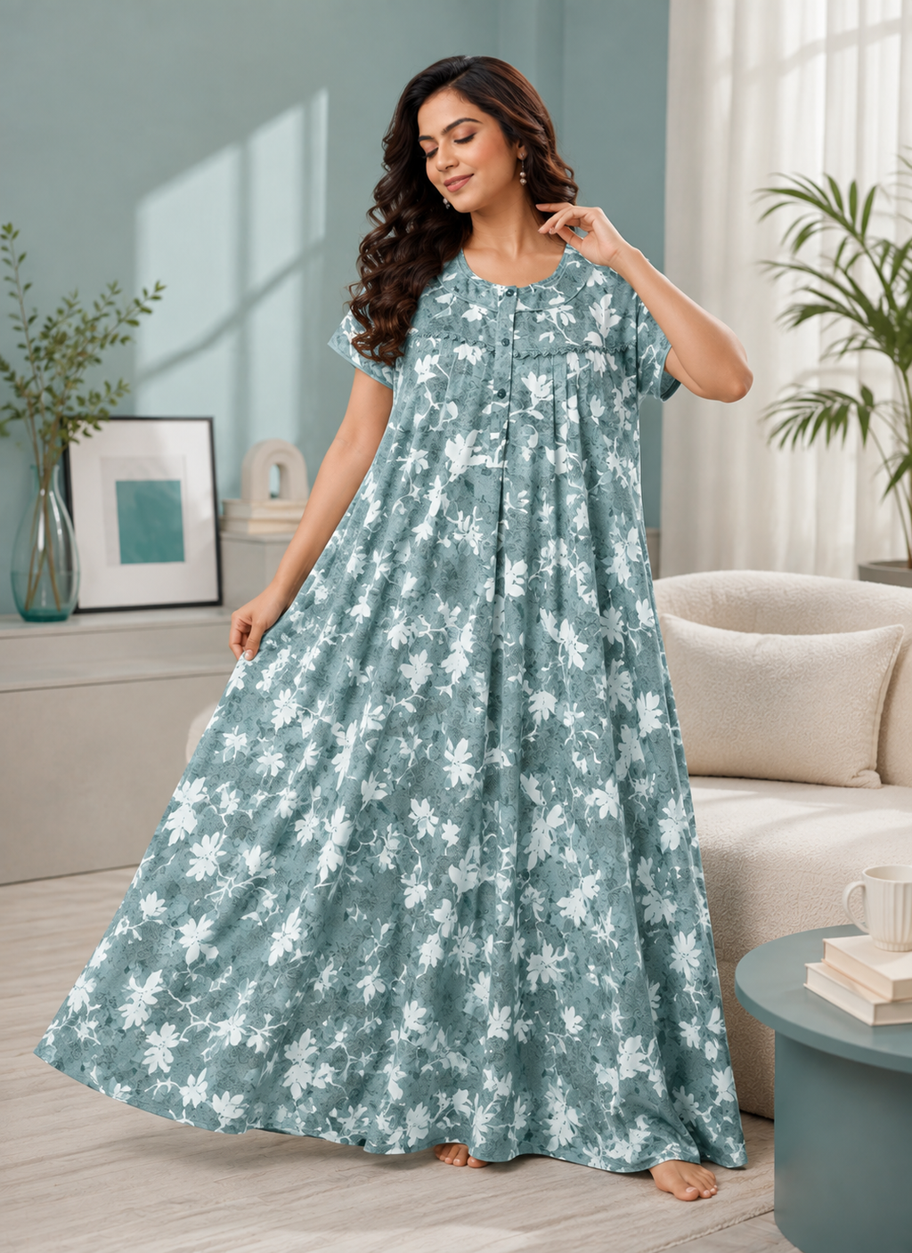 Sage Green Floral Alpine Nightgown