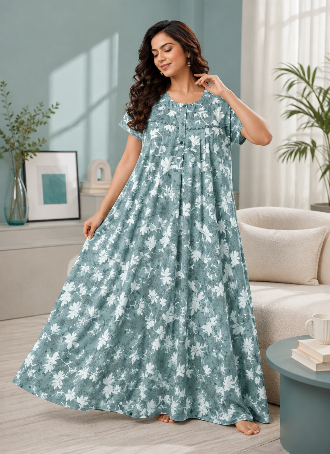 Sage Green Floral Alpine Nightgown