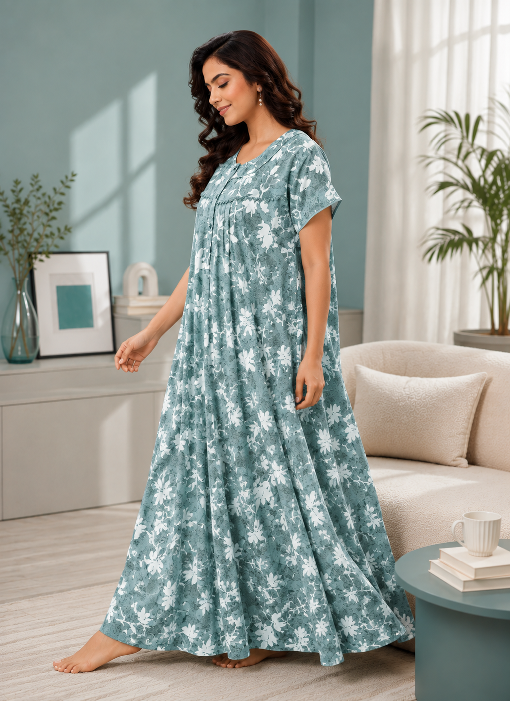 Sage Green Floral Alpine Nightgown