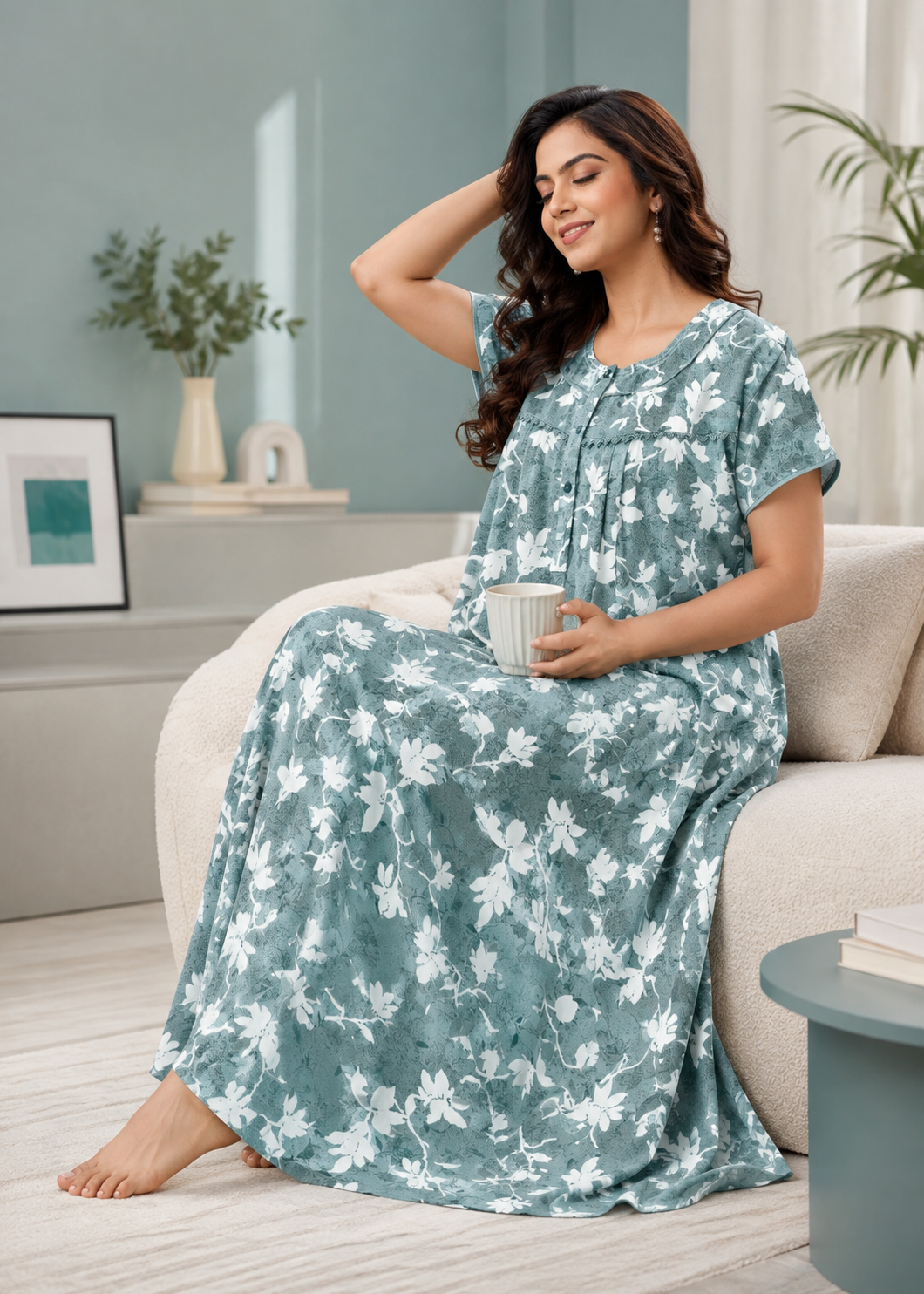 Sage Green Floral Alpine Nightgown