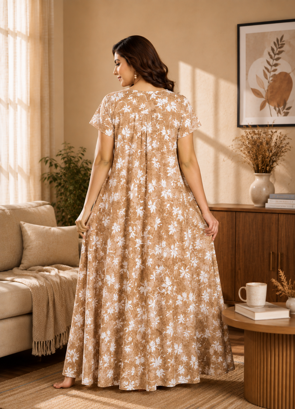 Tan Floral Alpine Nightgown