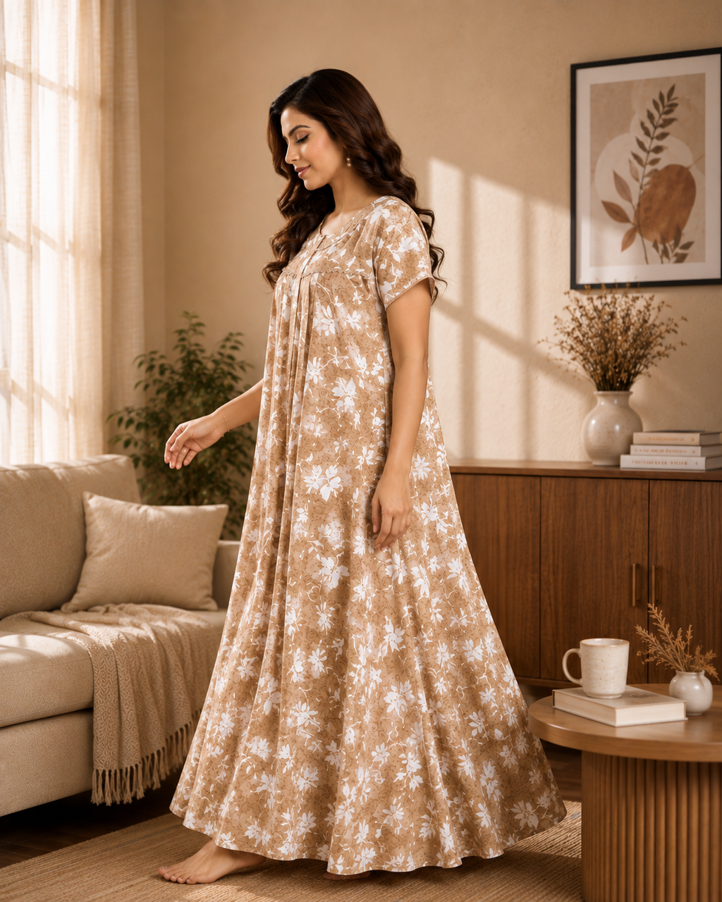 Tan Floral Alpine Nightgown