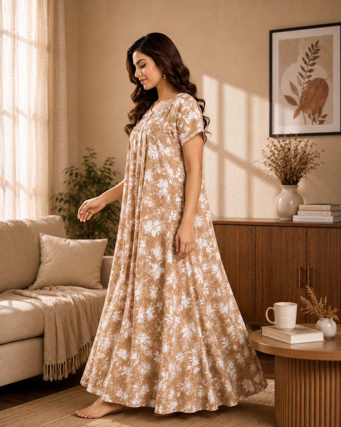 Tan Floral Alpine Nightgown