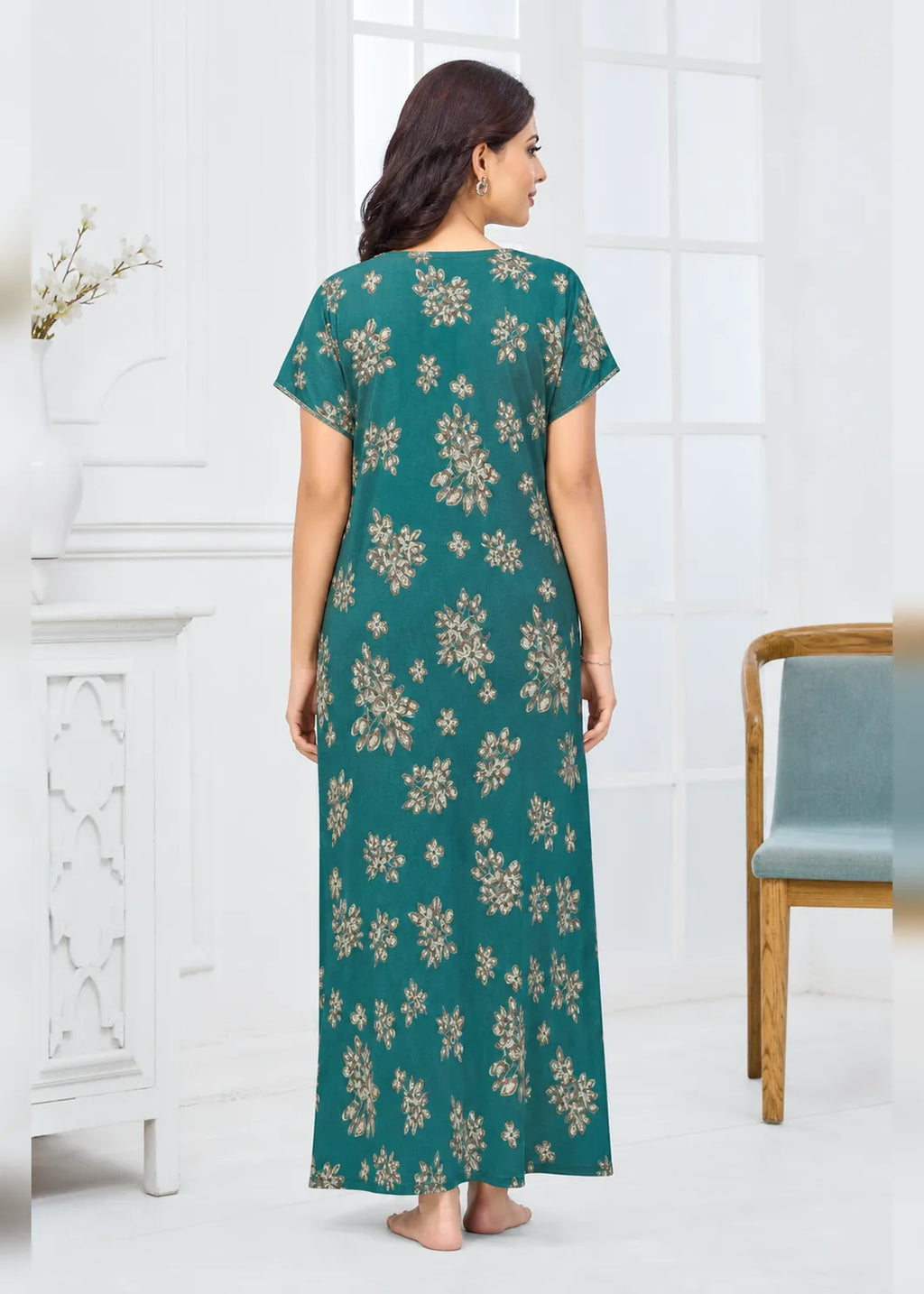Teal Green Floral Alpine Nightgown