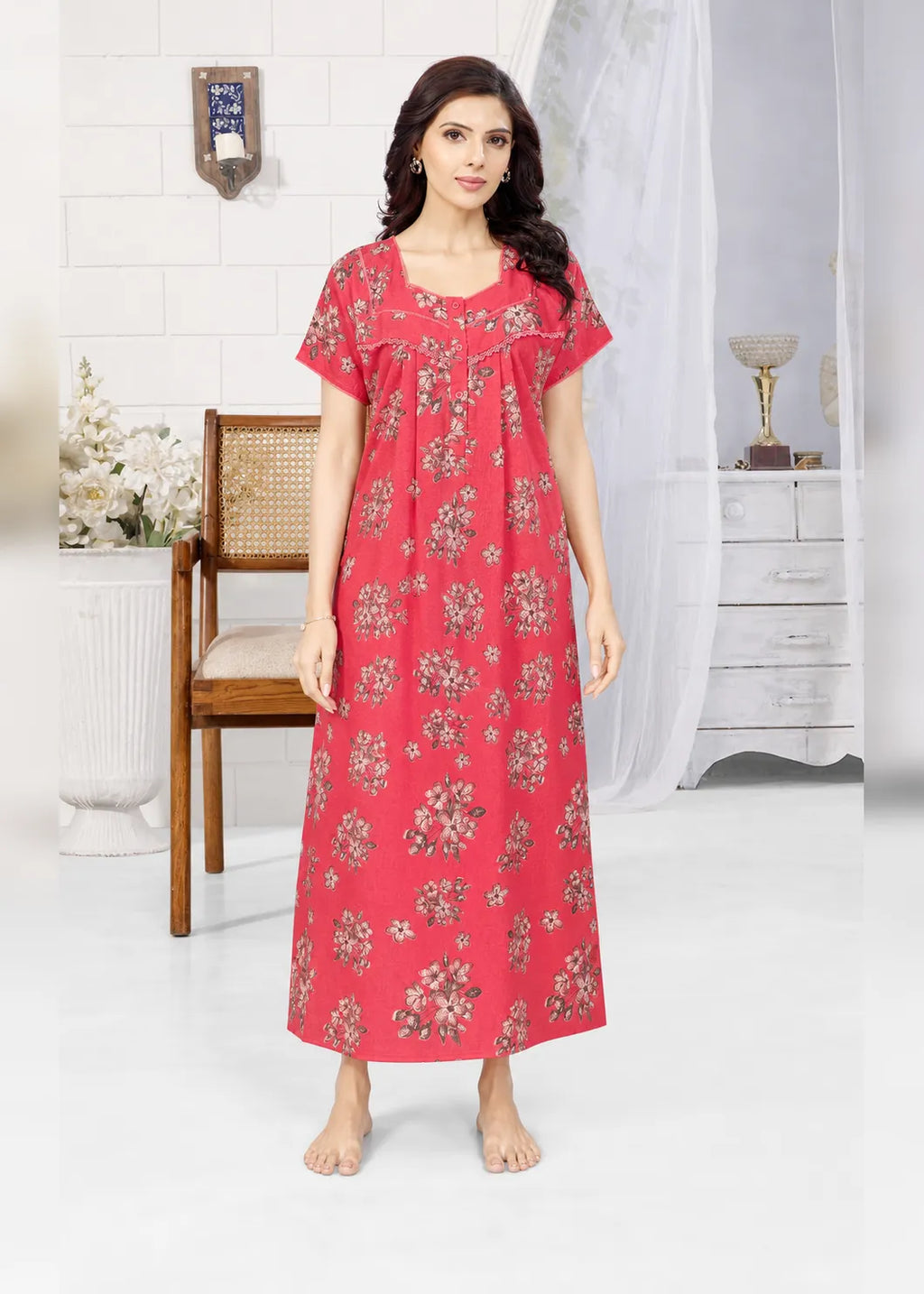 Red Floral Alpine Nightgown