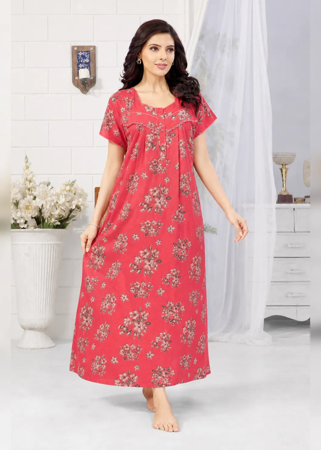 Red Floral Alpine Nightgown
