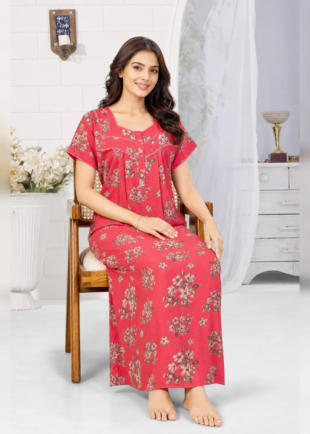 Red Floral Alpine Nightgown