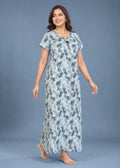 Light Grey Leaf Print Cotton Nightgown