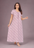 Wine Leaf Print Cotton Nightgown