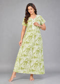 Fern Green Leaf Print Cotton Nightgown