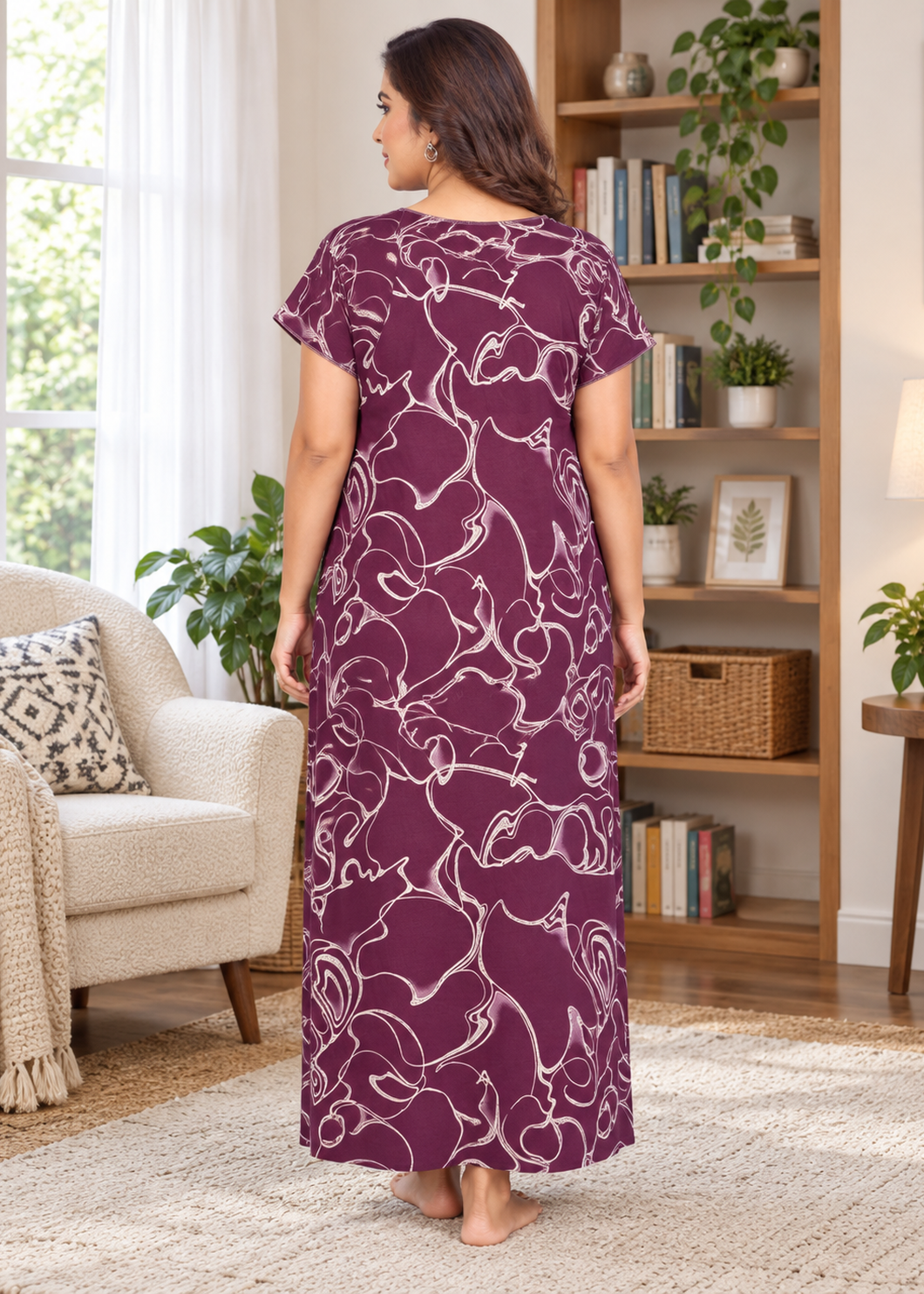 Purple Floral Abstract Alpine Nightgown