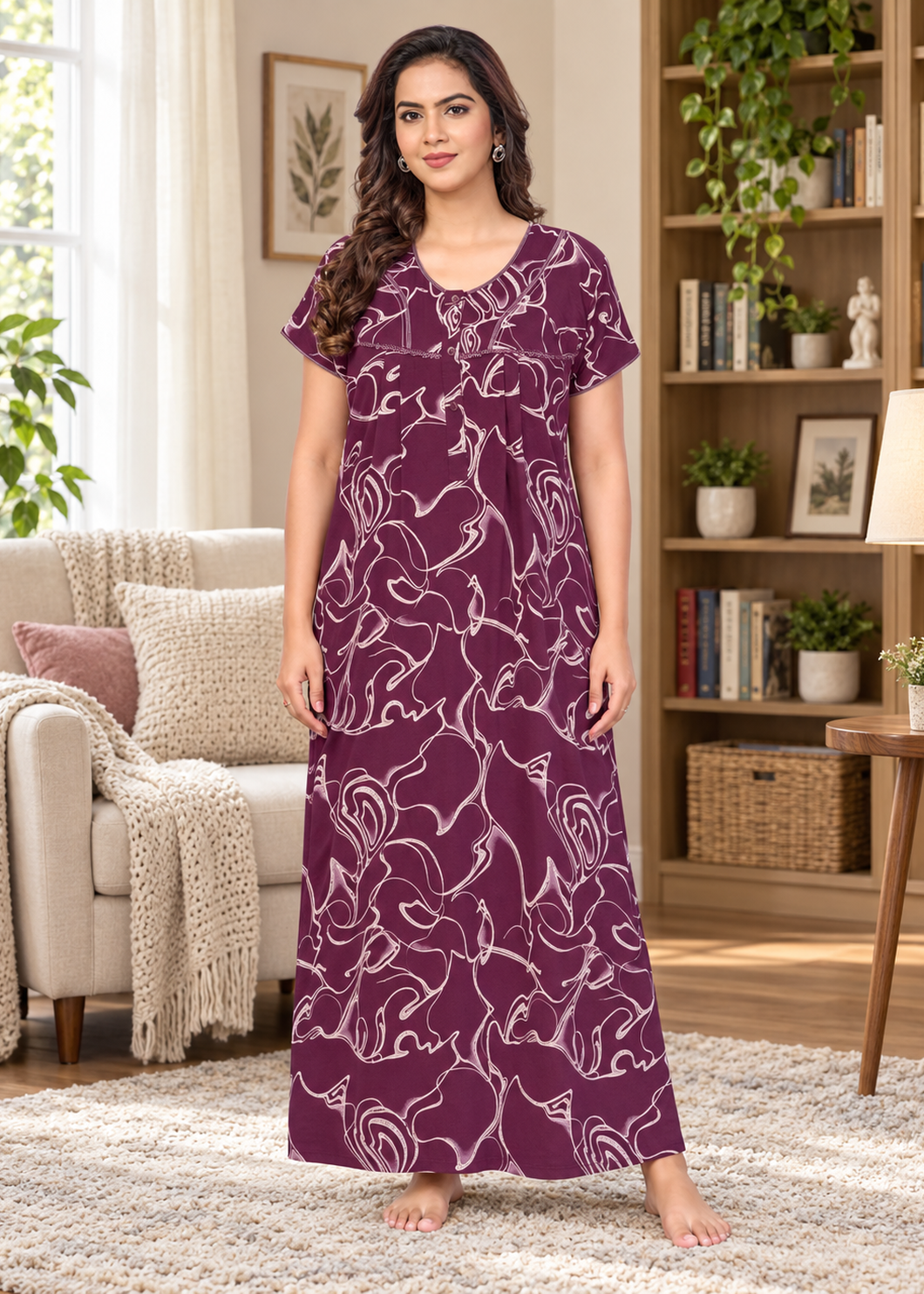 Purple Floral Abstract Alpine Nightgown