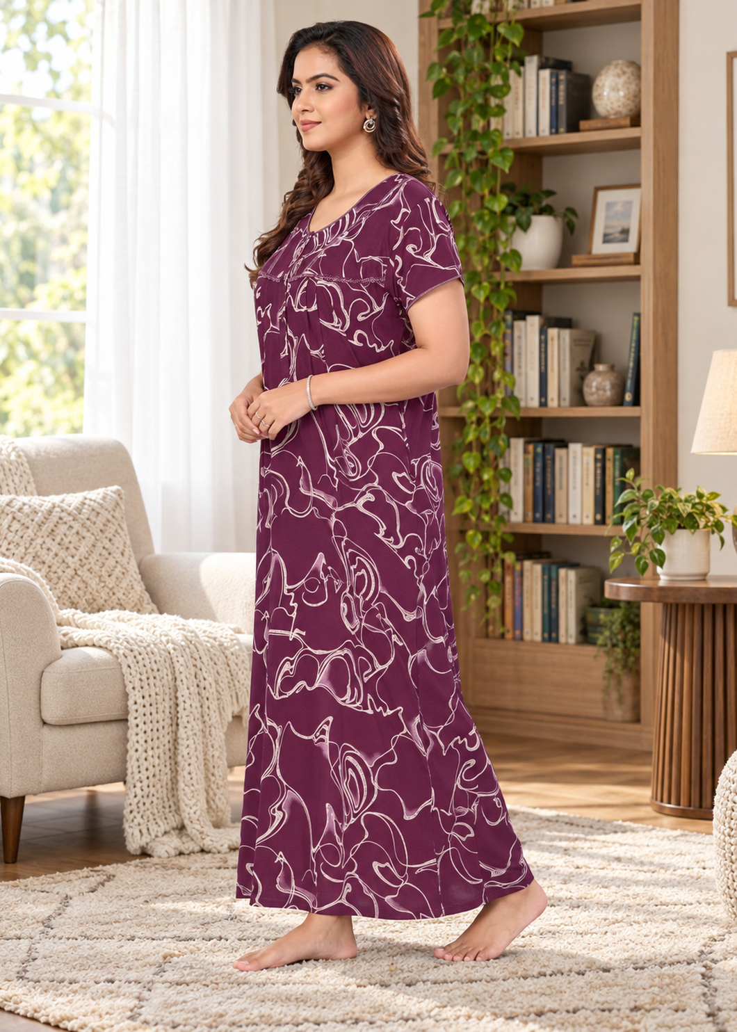 Purple Floral Abstract Alpine Nightgown