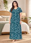 Teal Floral Abstract Alpine Nightgown