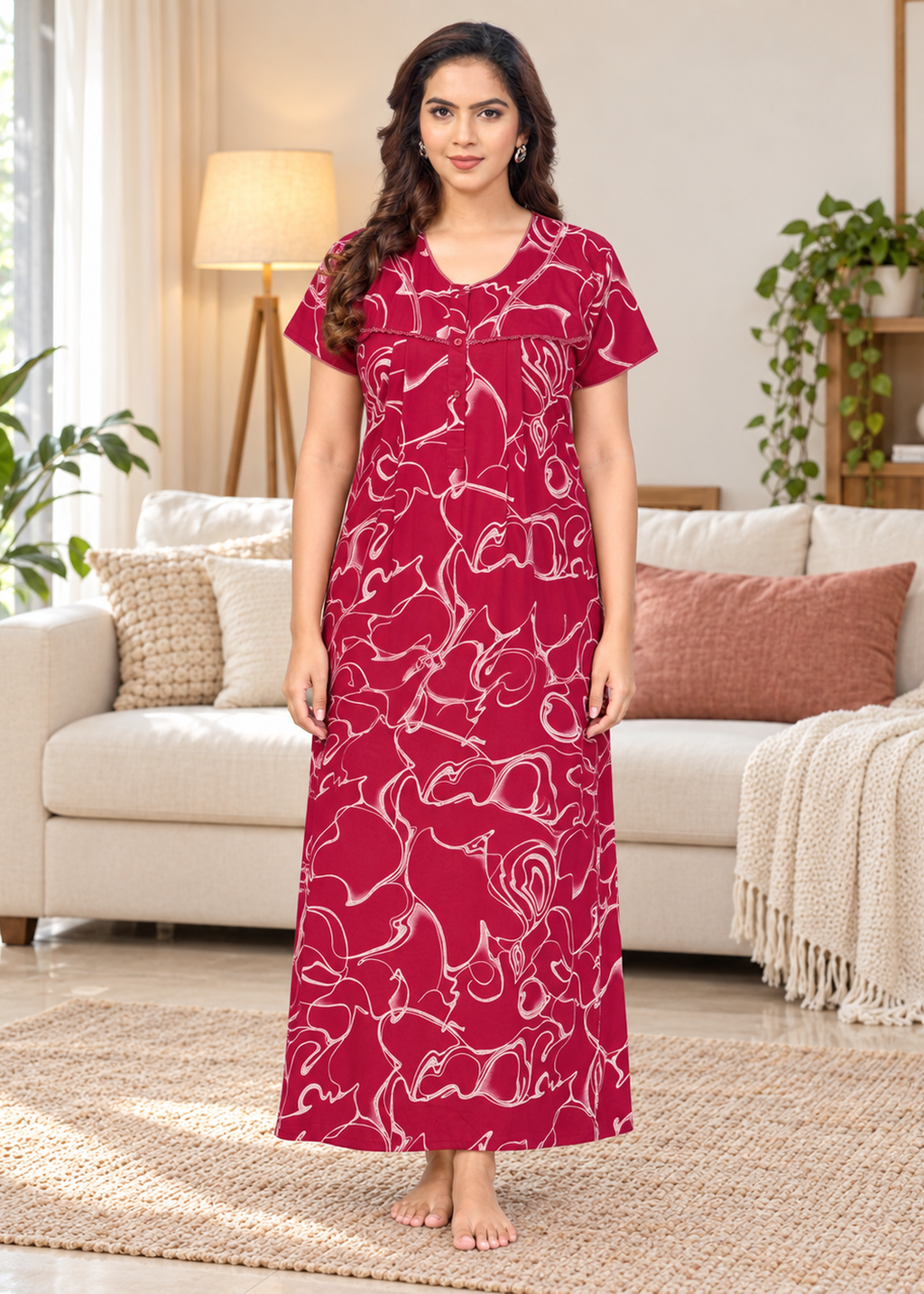 Magenta Floral Abstract Alpine Nightgown