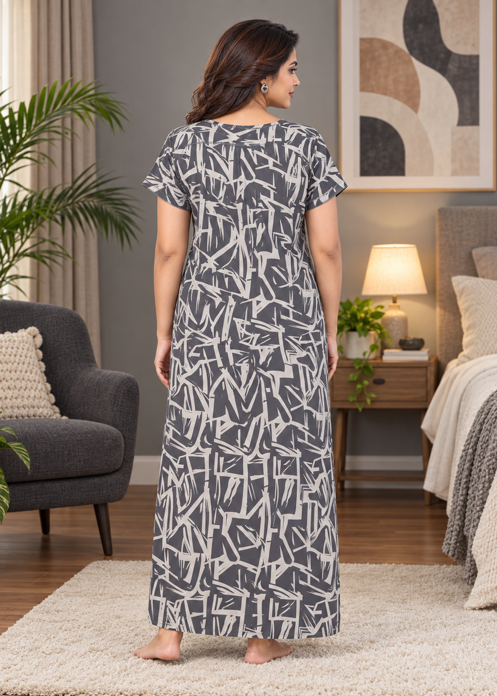 Grey Geometric Alpine Nightgown