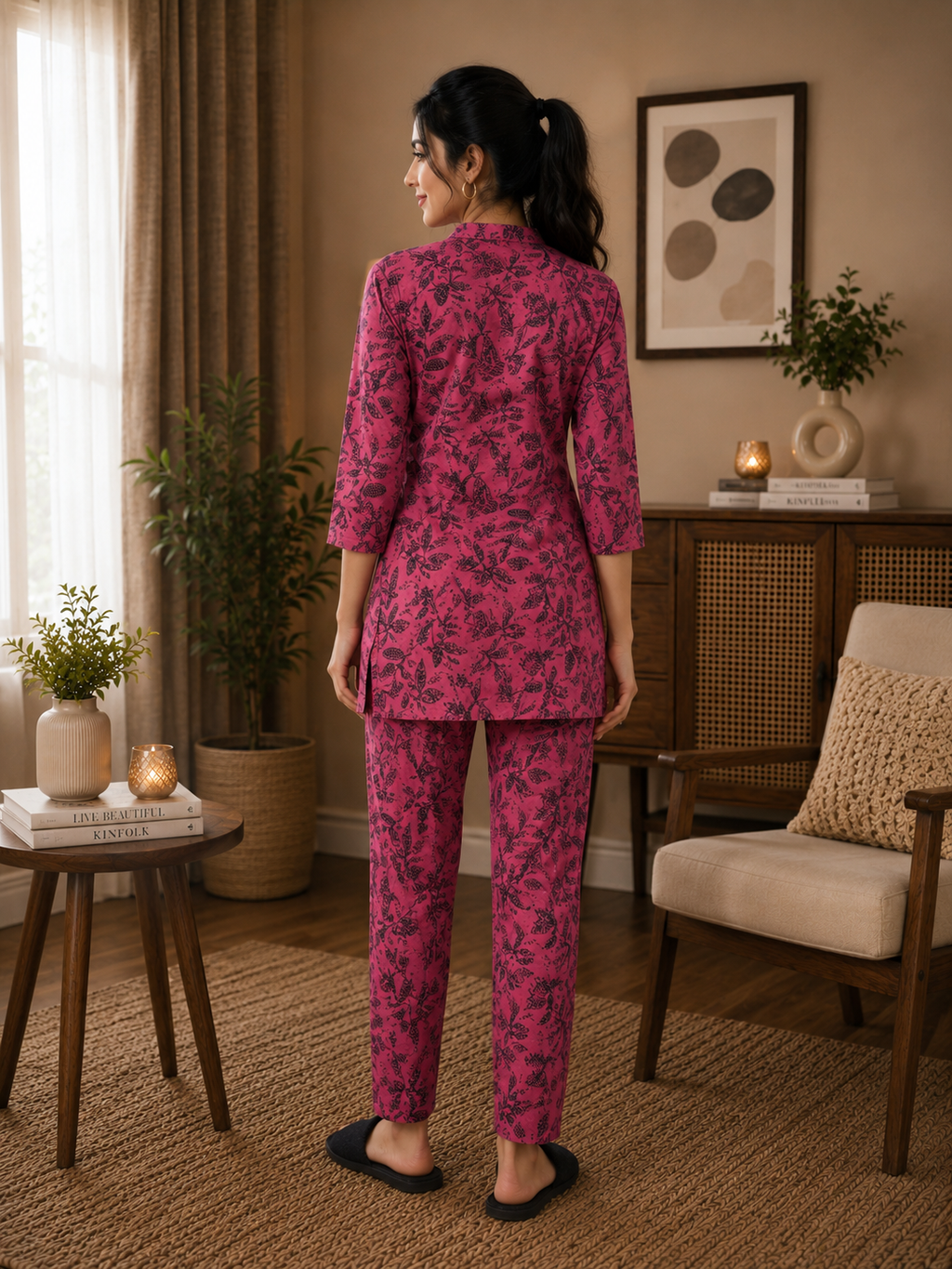 Earthly Rose Botanical Leaf Kurti Set