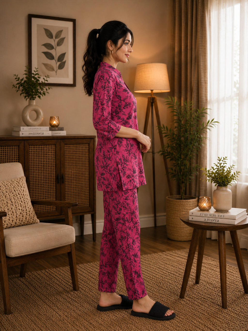 Earthly Rose Botanical Leaf Kurti Set