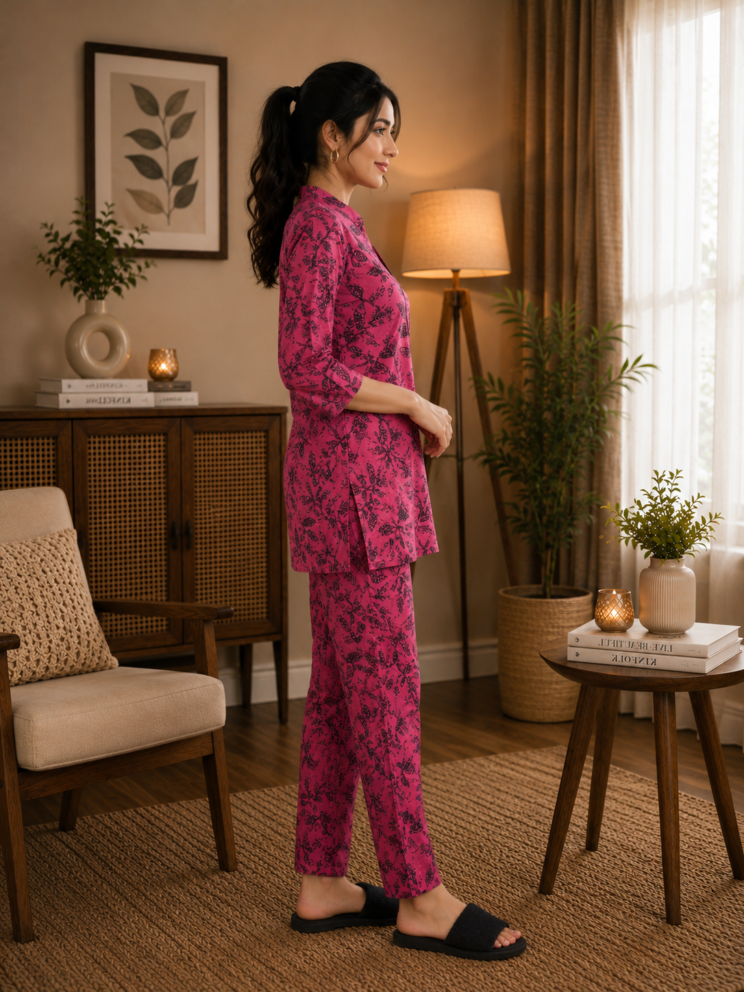 Earthly Rose Botanical Leaf Kurti Set