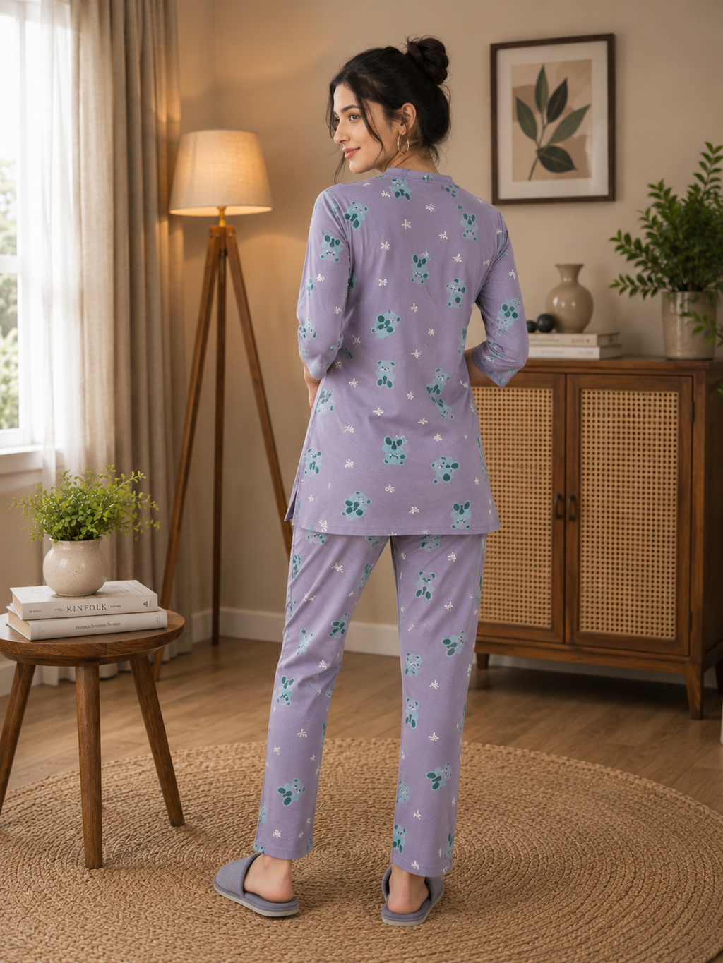 Lavender Teddy Bear Kurti Set