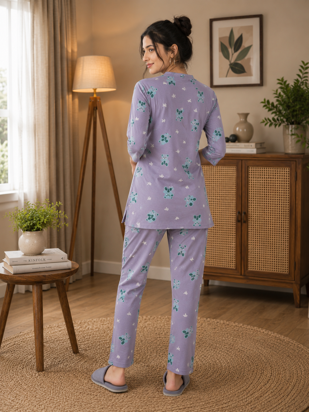 Lavender Teddy Bear Kurti Set