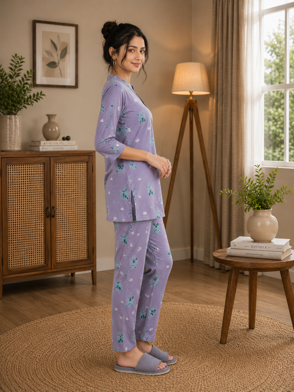 Lavender Teddy Bear Kurti Set